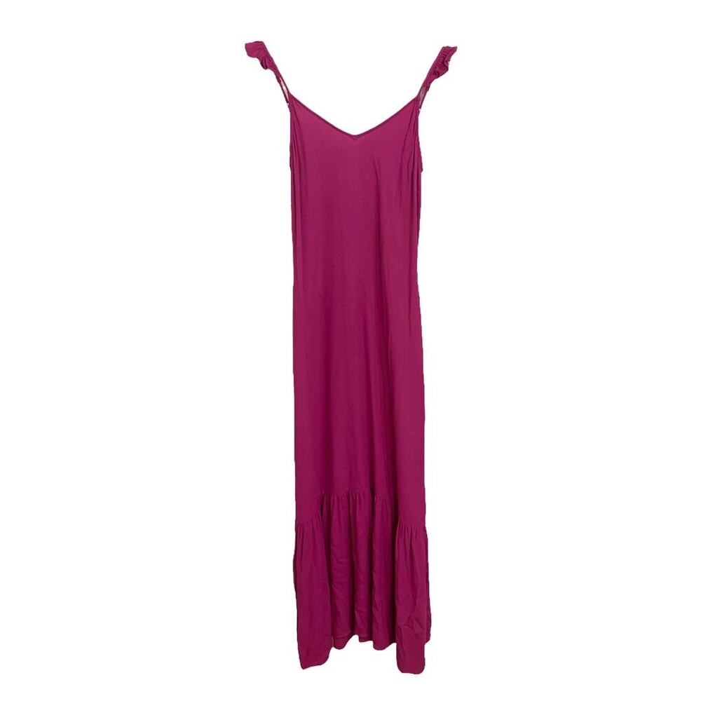 Line & Dot Hot Pink Maxi Dress Ruffle Size‎ Small